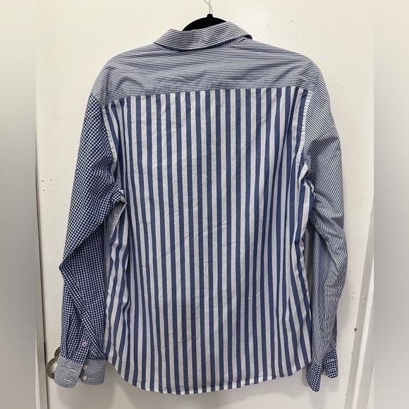 Boden Stripe Gingham Buttoned Down Sirt Top Sz L - Picture 2 of 6